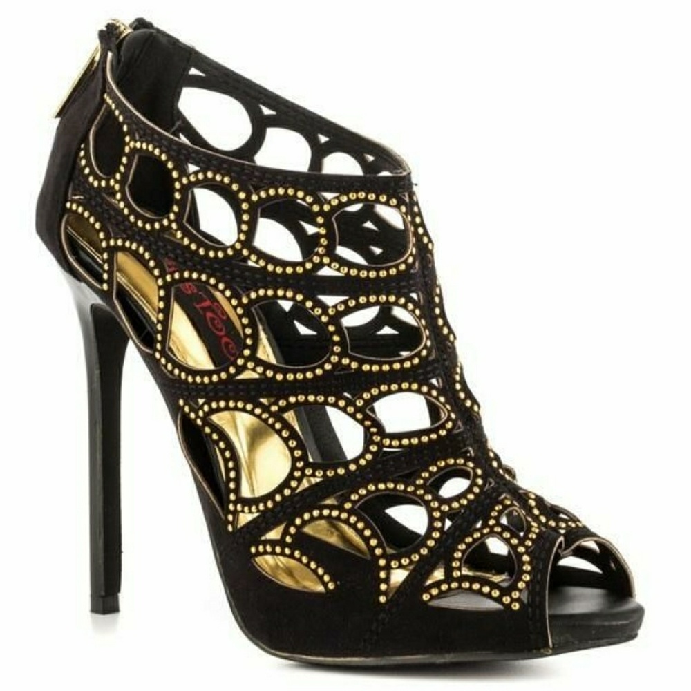 2 LIPS TOO -"TOO PRETTY" PEEP TOE CAGE BOOTIE NWOT